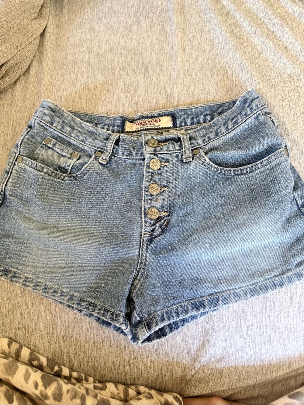 Paris Blues Light Wash Button-Front Denim Shorts